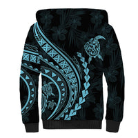 Polynesian Pride Sherpa Hoodie Turtle Hibiscus Luxury Style - Aquamarine LT7 - Polynesian Pride