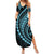 Polynesian Pride Summer Maxi Dress Turtle Hibiscus Luxury Style - Aquamarine LT7 Women Aquamarine - Polynesian Pride