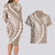 Polynesian Pride Couples Matching Long Sleeve Bodycon Dress and Hawaiian Shirt Turtle Hibiscus Luxury Style - Beige LT7 - Polynesian Pride