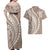 Polynesian Pride Couples Matching Off Shoulder Maxi Dress and Hawaiian Shirt Turtle Hibiscus Luxury Style - Beige LT7 - Polynesian Pride