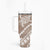 Polynesian Pride Tumbler With Handle Turtle Hibiscus Luxury Style - Beige