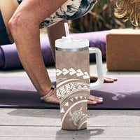 Polynesian Pride Tumbler With Handle Turtle Hibiscus Luxury Style - Beige LT7 - Polynesian Pride