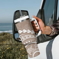 Polynesian Pride Tumbler With Handle Turtle Hibiscus Luxury Style - Beige LT7 - Polynesian Pride