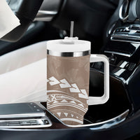 Polynesian Pride Tumbler With Handle Turtle Hibiscus Luxury Style - Beige LT7 - Polynesian Pride
