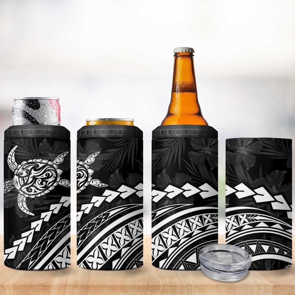 Polynesian Pride 4 in 1 Can Cooler Tumbler Turtle Hibiscus Luxury Style - Black LT7 - Polynesian Pride
