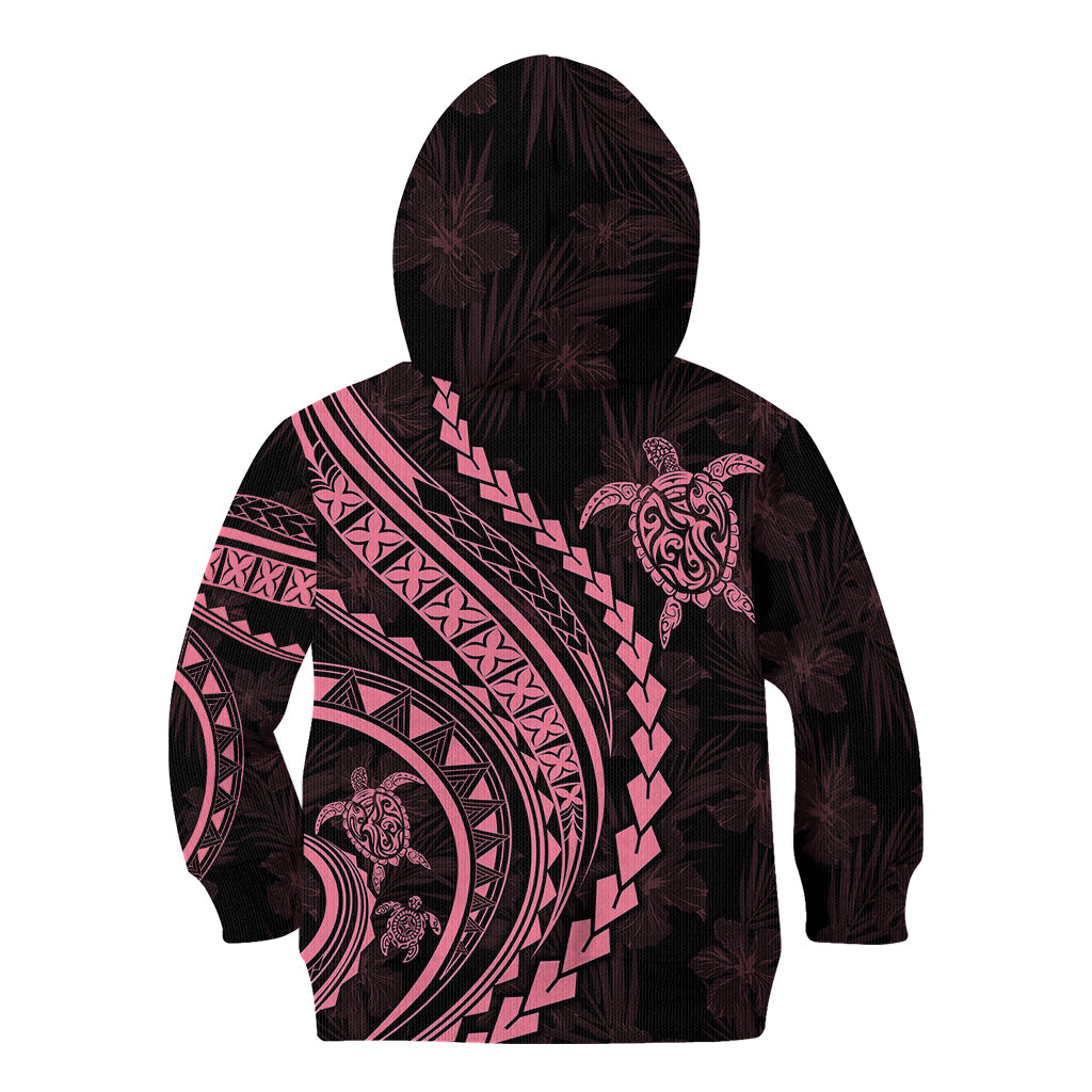 Polynesian Pride Kid Hoodie Turtle Hibiscus Luxury Style - Carnation Pink LT7 - Polynesian Pride