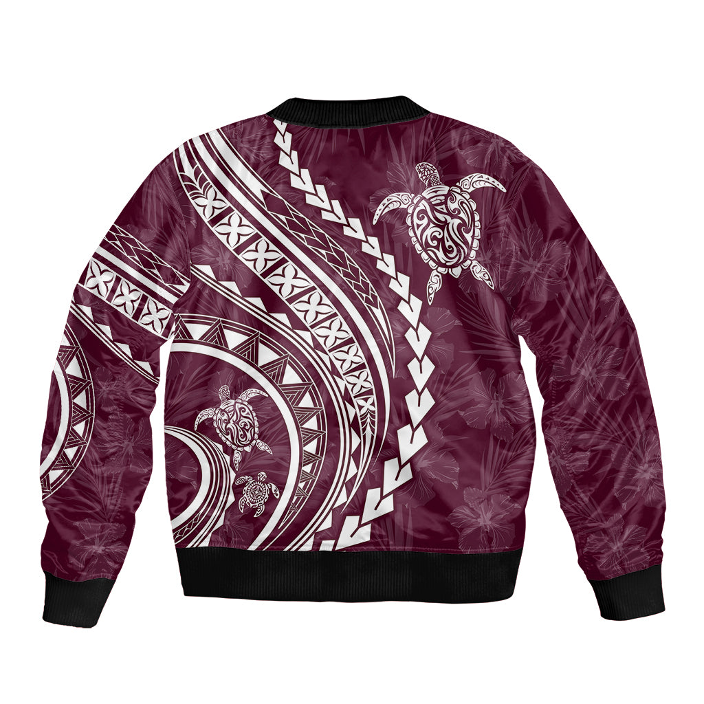 Polynesian Pride Bomber Jacket Turtle Hibiscus Luxury Style - Champagne LT7 - Polynesian Pride