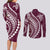 Polynesian Pride Couples Matching Long Sleeve Bodycon Dress and Long Sleeve Button Shirts Turtle Hibiscus Luxury Style - Champagne LT7 - Polynesian Pride