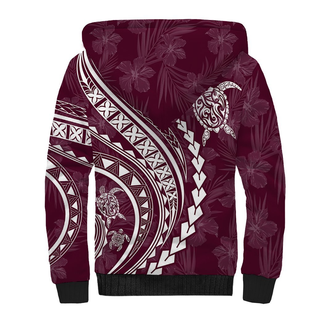 Polynesian Pride Sherpa Hoodie Turtle Hibiscus Luxury Style - Champagne LT7 - Polynesian Pride