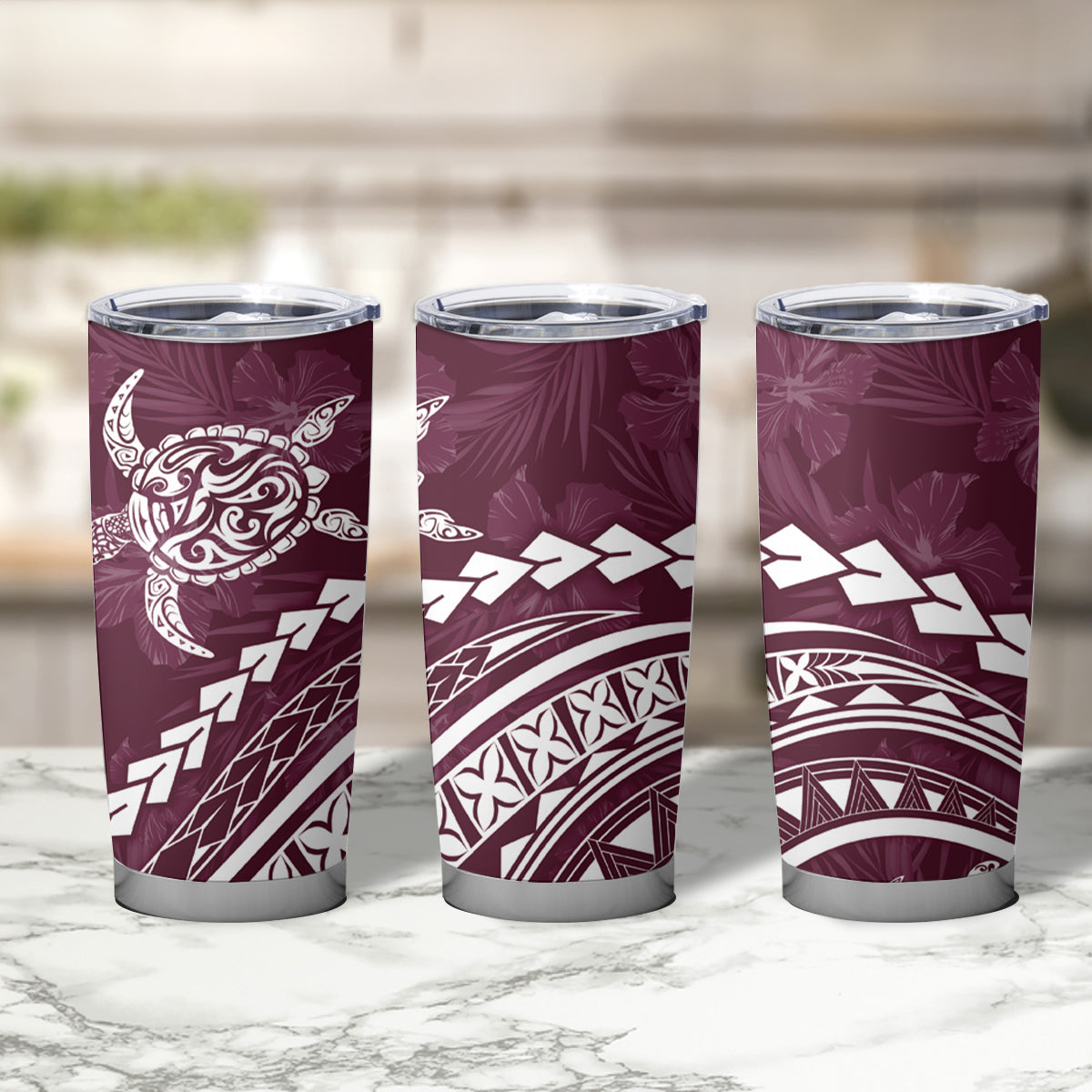 Polynesian Pride Tumbler Cup Turtle Hibiscus Luxury Style - Champagne LT7 - Polynesian Pride