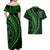 Polynesian Pride Couples Matching Off Shoulder Maxi Dress and Hawaiian Shirt Turtle Hibiscus Luxury Style - Green LT7 - Polynesian Pride