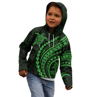 Polynesian Pride Kid Hoodie Turtle Hibiscus Luxury Style - Green LT7 - Polynesian Pride