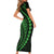 Polynesian Pride Short Sleeve Bodycon Dress Turtle Hibiscus Luxury Style - Green LT7 - Polynesian Pride