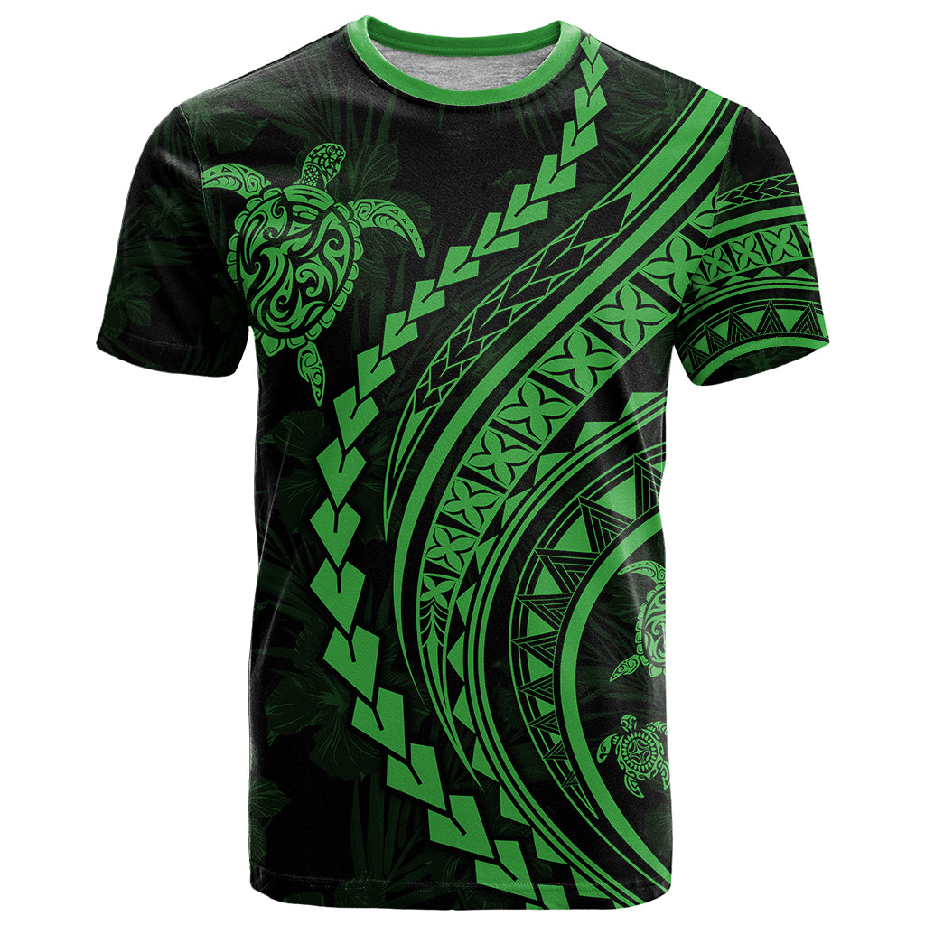 Polynesian Pride T Shirt Turtle Hibiscus Luxury Style - Green LT7 Green - Polynesian Pride