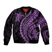 Polynesian Pride Bomber Jacket Turtle Hibiscus Luxury Style - Lilac LT7 Unisex Lilac - Polynesian Pride