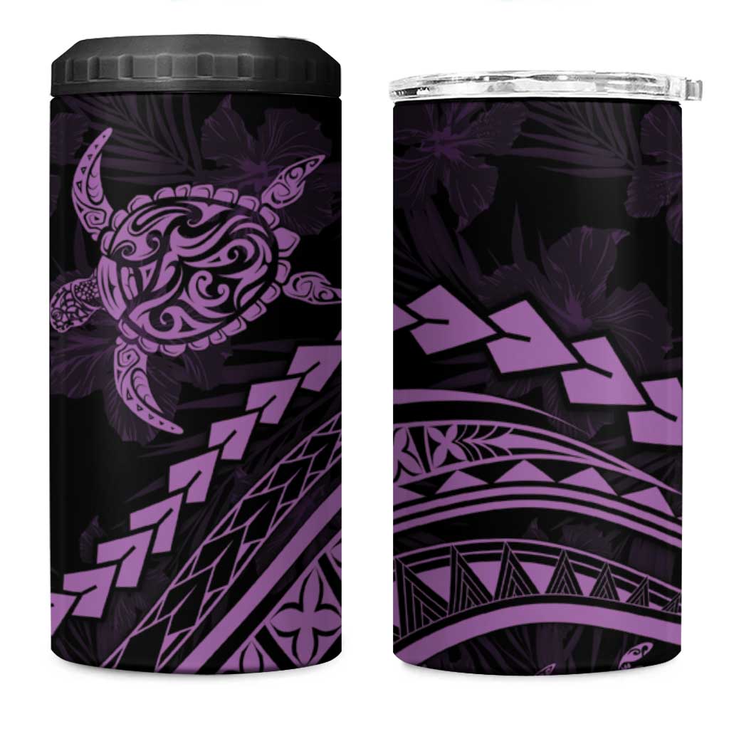 Polynesian Pride 4 in 1 Can Cooler Tumbler Turtle Hibiscus Luxury Style - Lilac LT7 One Size: 16 oz Lilac - Polynesian Pride