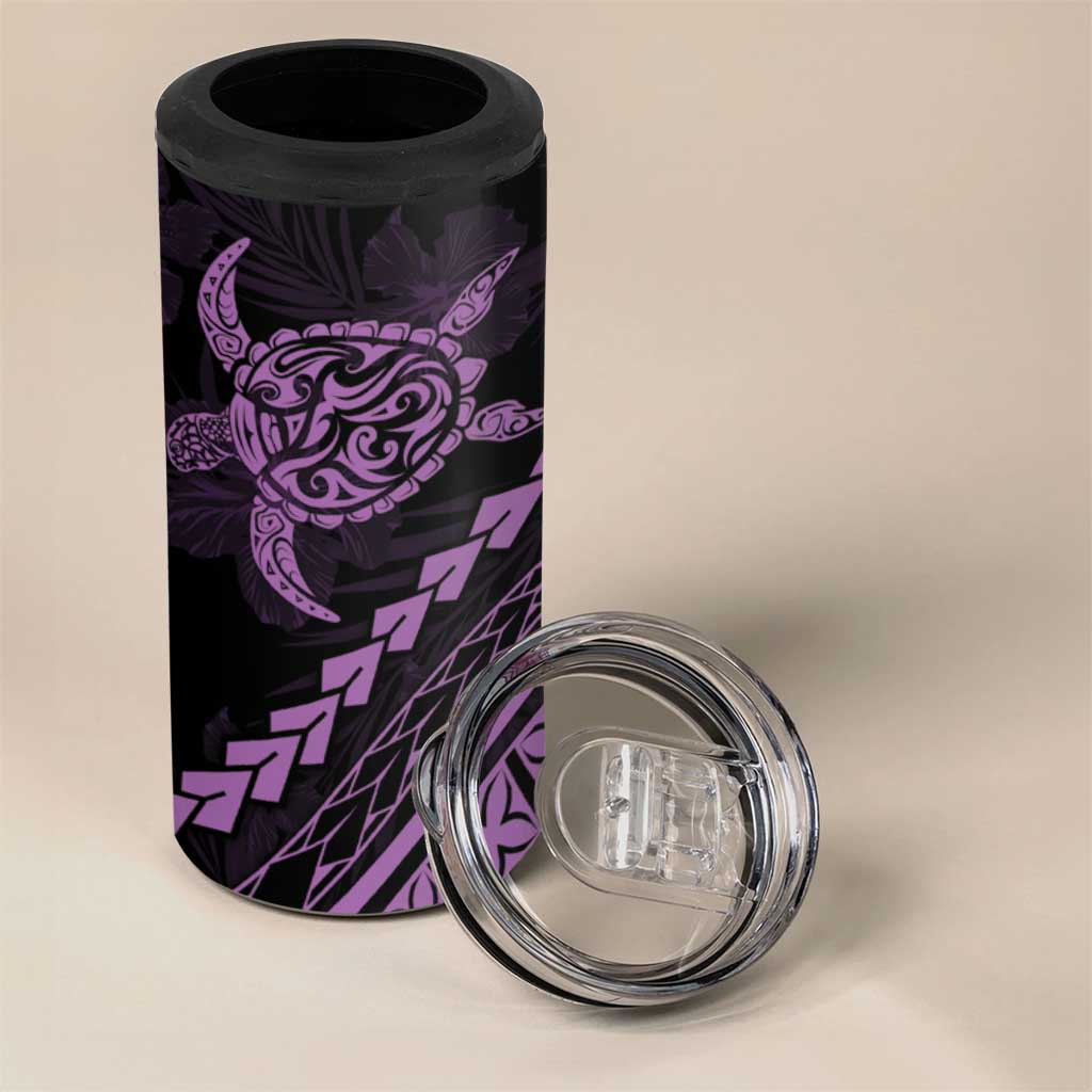 Polynesian Pride 4 in 1 Can Cooler Tumbler Turtle Hibiscus Luxury Style - Lilac LT7 - Polynesian Pride