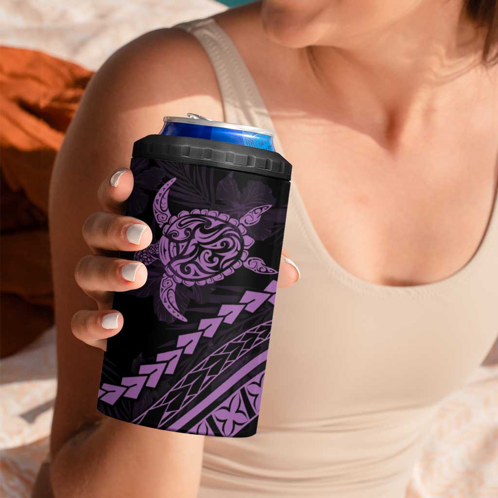 Polynesian Pride 4 in 1 Can Cooler Tumbler Turtle Hibiscus Luxury Style - Lilac LT7 - Polynesian Pride