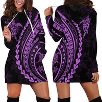 Polynesian Pride Hoodie Dress Turtle Hibiscus Luxury Style - Lilac LT7 - Polynesian Pride