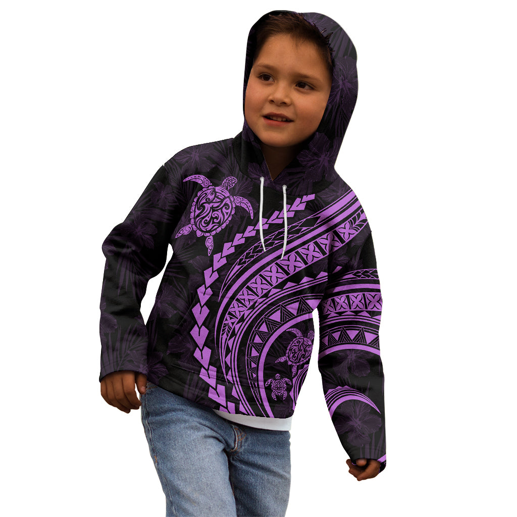 Polynesian Pride Kid Hoodie Turtle Hibiscus Luxury Style - Lilac LT7 - Polynesian Pride