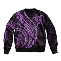 Polynesian Pride Sleeve Zip Bomber Jacket Turtle Hibiscus Luxury Style - Lilac LT7 - Polynesian Pride