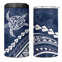 Polynesian Pride 4 in 1 Can Cooler Tumbler Turtle Hibiscus Luxury Style - Navy LT7 One Size: 16 oz Navy - Polynesian Pride