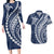 Polynesian Pride Couples Matching Long Sleeve Bodycon Dress and Hawaiian Shirt Turtle Hibiscus Luxury Style - Navy LT7 Navy - Polynesian Pride