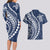 Polynesian Pride Couples Matching Long Sleeve Bodycon Dress and Hawaiian Shirt Turtle Hibiscus Luxury Style - Navy LT7 - Polynesian Pride