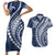 Polynesian Pride Couples Matching Short Sleeve Bodycon Dress and Hawaiian Shirt Turtle Hibiscus Luxury Style - Navy LT7 Navy - Polynesian Pride