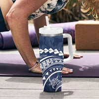 Polynesian Pride Tumbler With Handle Turtle Hibiscus Luxury Style - Navy LT7 - Polynesian Pride