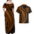 Polynesian Pride Couples Matching Off Shoulder Maxi Dress and Hawaiian Shirt Turtle Hibiscus Luxury Style - Orange LT7 - Polynesian Pride