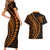 Polynesian Pride Couples Matching Short Sleeve Bodycon Dress and Hawaiian Shirt Turtle Hibiscus Luxury Style - Orange LT7 - Polynesian Pride