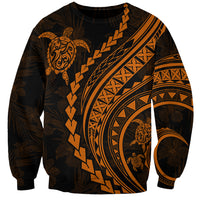 Polynesian Pride Sweatshirt Turtle Hibiscus Luxury Style - Orange LT7 Unisex Orange - Polynesian Pride