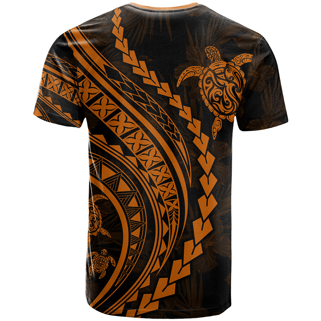 Polynesian Pride T Shirt Turtle Hibiscus Luxury Style - Orange LT7 - Polynesian Pride