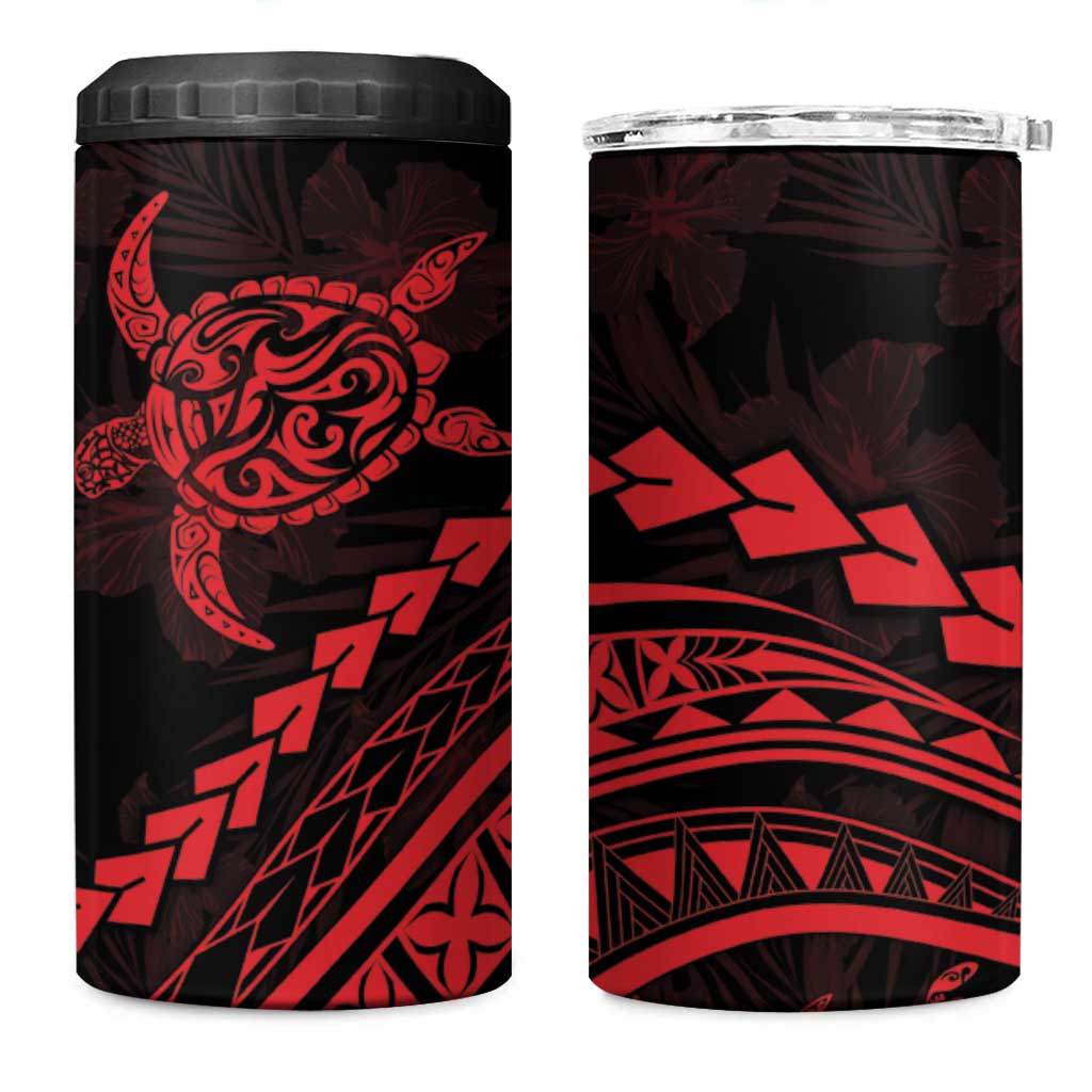 Polynesian Pride 4 in 1 Can Cooler Tumbler Turtle Hibiscus Luxury Style - Rose LT7 One Size: 16 oz Rose - Polynesian Pride