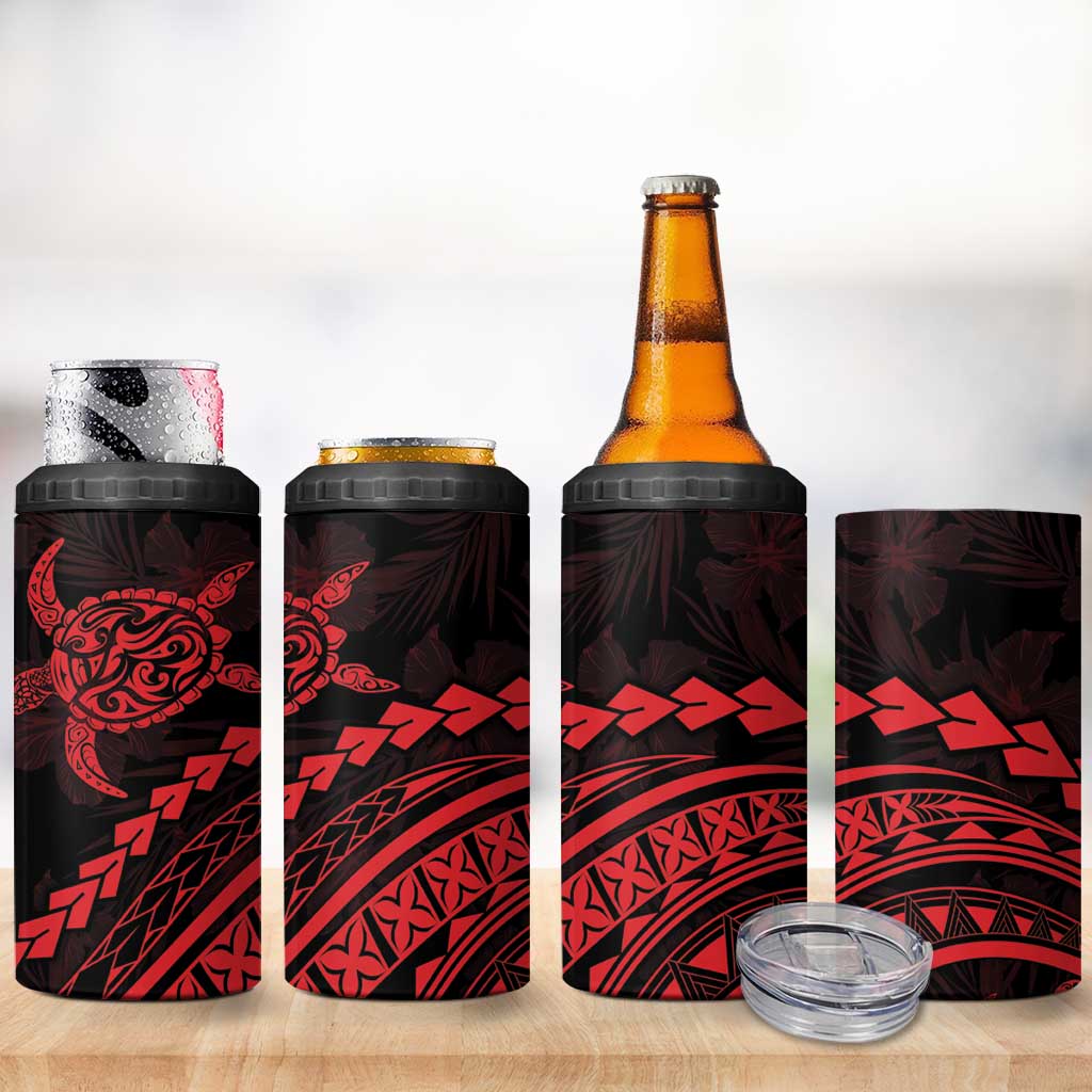 Polynesian Pride 4 in 1 Can Cooler Tumbler Turtle Hibiscus Luxury Style - Rose LT7 - Polynesian Pride