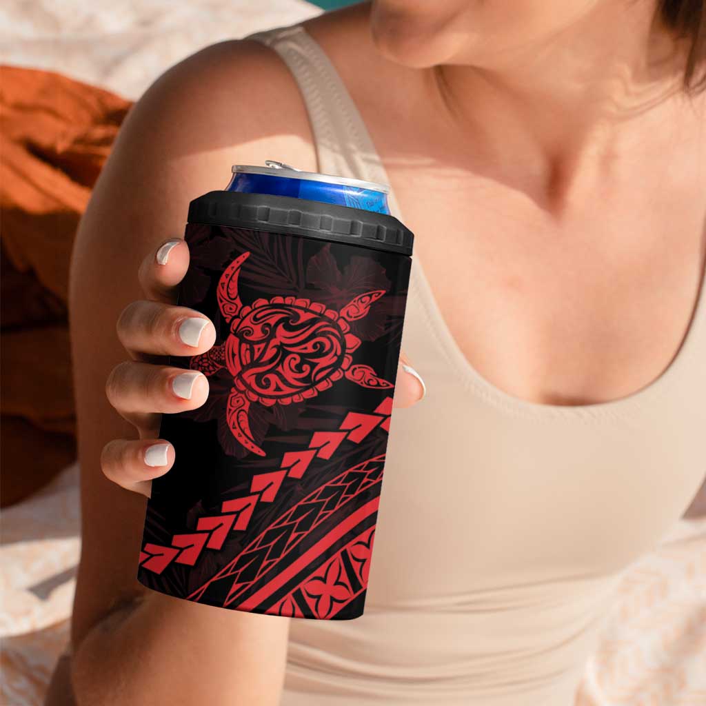 Polynesian Pride 4 in 1 Can Cooler Tumbler Turtle Hibiscus Luxury Style - Rose LT7 - Polynesian Pride