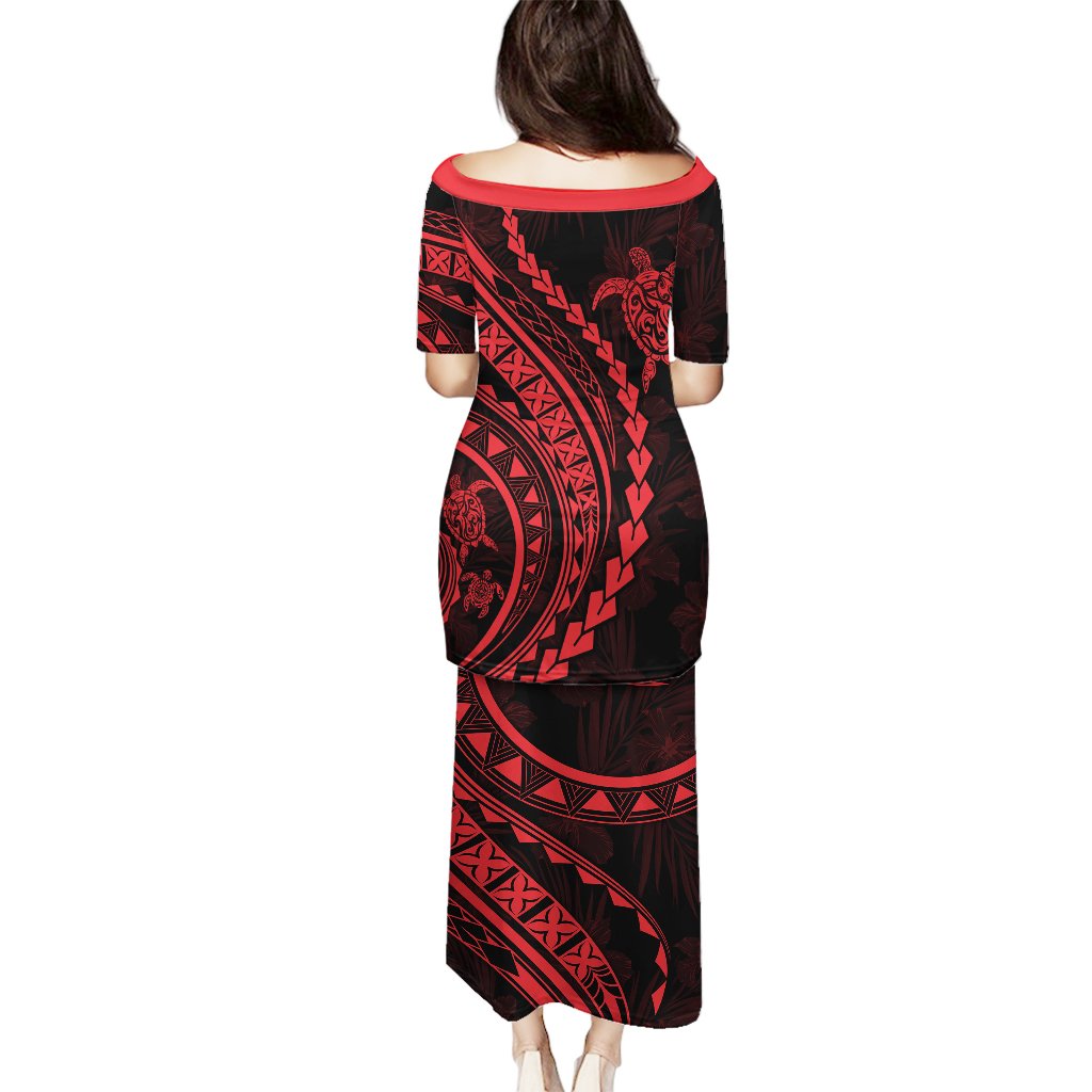 Polynesian Pride Puletasi Turtle Hibiscus Luxury Style - Rose LT7 - Polynesian Pride