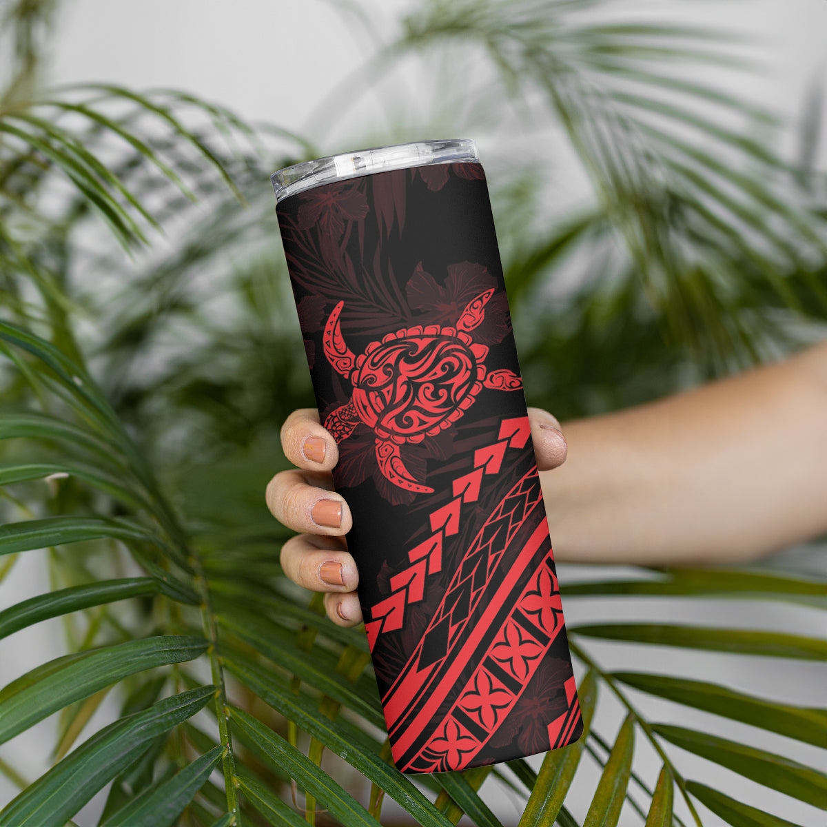 Polynesian Pride Skinny Tumbler Turtle Hibiscus Luxury Style - Rose LT7 - Polynesian Pride