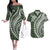 Polynesian Pride Couples Matching Off The Shoulder Long Sleeve Dress and Hawaiian Shirt Turtle Hibiscus Luxury Style - Sage LT7 Sage - Polynesian Pride