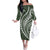 Hawaii Family Matching Outfits Polynesian Pride Off Shoulder Long Sleeve Dress And Shirt Family Set Clothes Turtle Hibiscus Luxury Style - Sage LT7