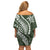 Polynesian Pride Off Shoulder Short Dress Turtle Hibiscus Luxury Style - Sage LT7 - Polynesian Pride