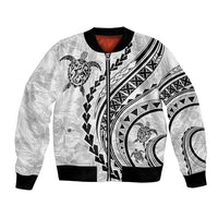 Polynesian Pride Bomber Jacket Turtle Hibiscus Luxury Style - White LT7 Unisex White - Polynesian Pride