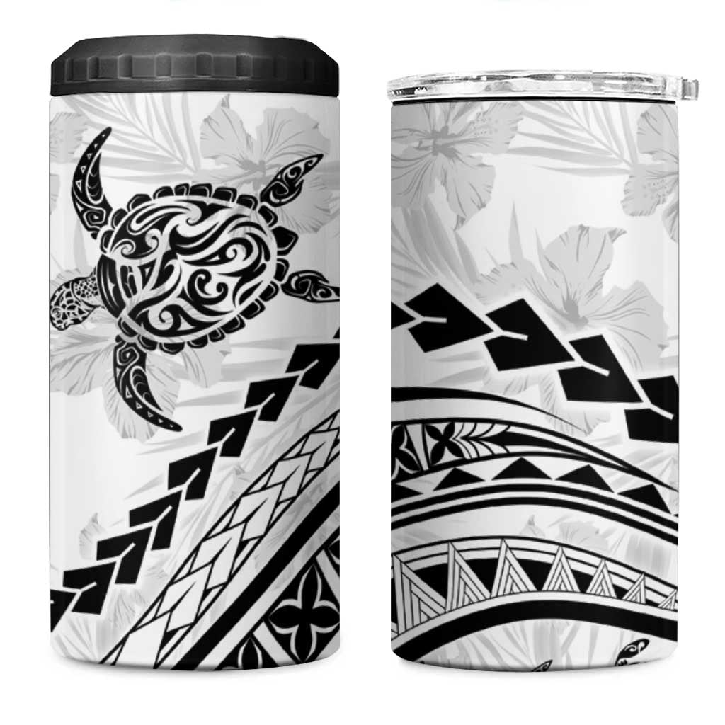 Polynesian Pride 4 in 1 Can Cooler Tumbler Turtle Hibiscus Luxury Style - White LT7 One Size: 16 oz White - Polynesian Pride