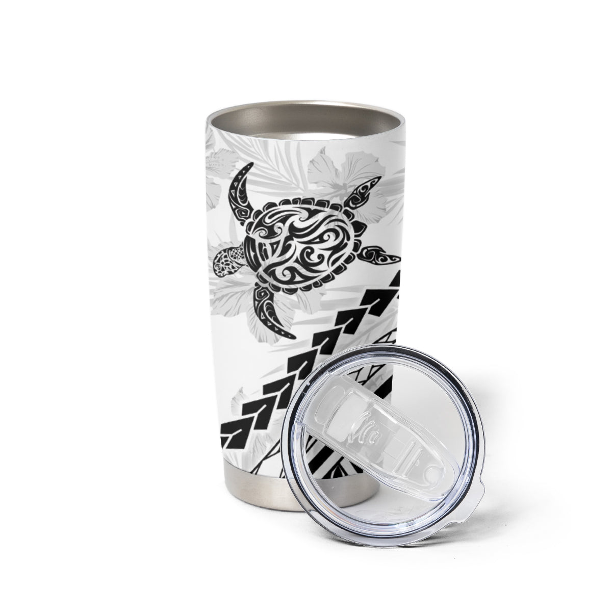 Polynesian Pride Tumbler Cup Turtle Hibiscus Luxury Style - White LT7 - Polynesian Pride