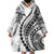 Polynesian Pride Wearable Blanket Hoodie Turtle Hibiscus Luxury Style - White LT7 - Polynesian Pride