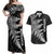 Personalised New Zealand Rugby Couples Matching Off Shoulder Maxi Dress and Hawaiian Shirt World Cup 2023 Silver Fern Champions LT7 Black - Polynesian Pride