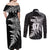 Personalised New Zealand Rugby Couples Matching Off Shoulder Maxi Dress and Long Sleeve Button Shirts World Cup 2023 Silver Fern Champions LT7 - Polynesian Pride