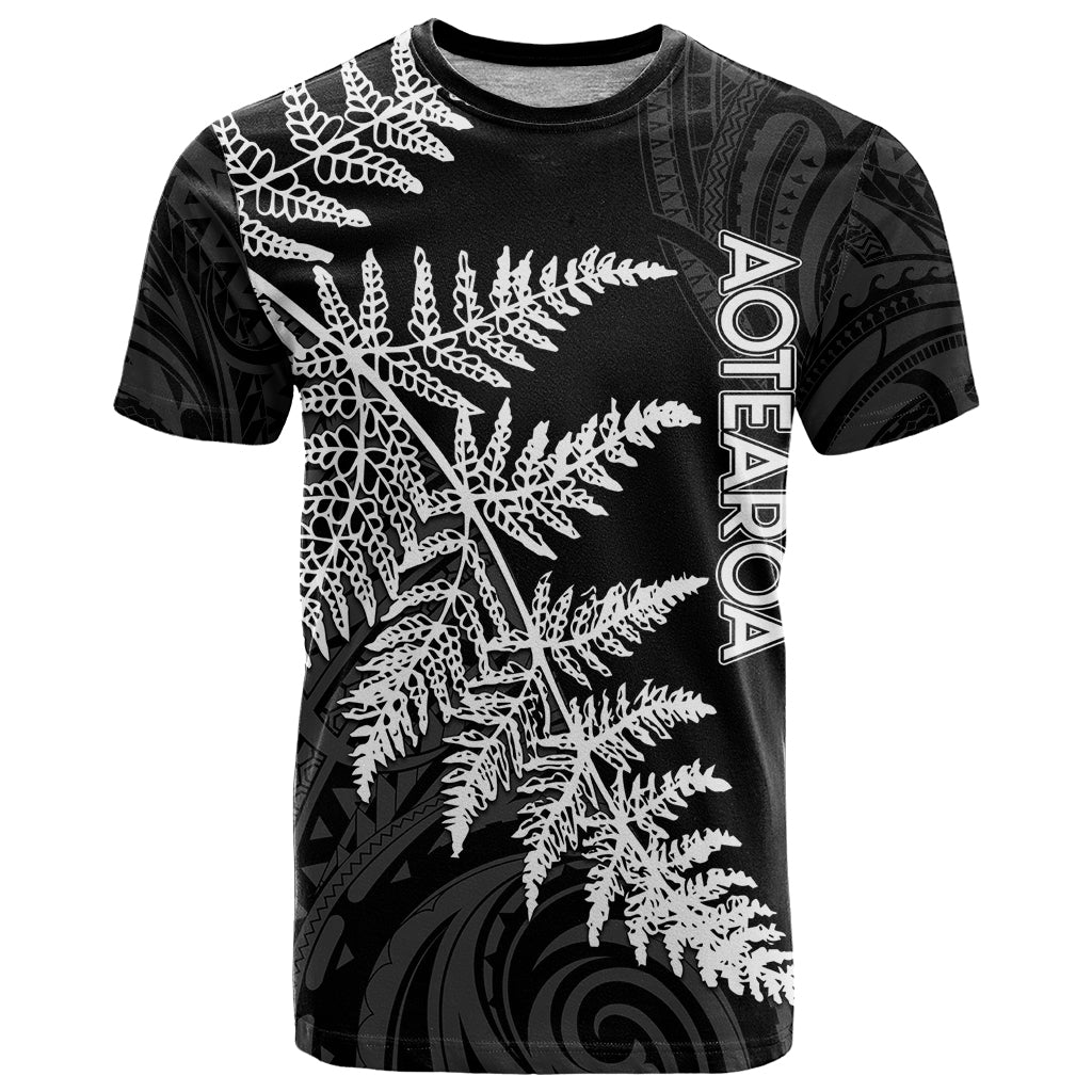 Personalised New Zealand Rugby T Shirt World Cup 2023 Silver Fern Champions LT7 Black - Polynesian Pride