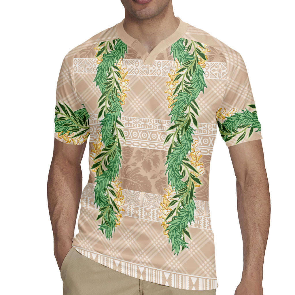 Hawai'i Paniolo Maile Twisted Lei Rugby Jersey Almond Brown LT7 - Polynesian Pride